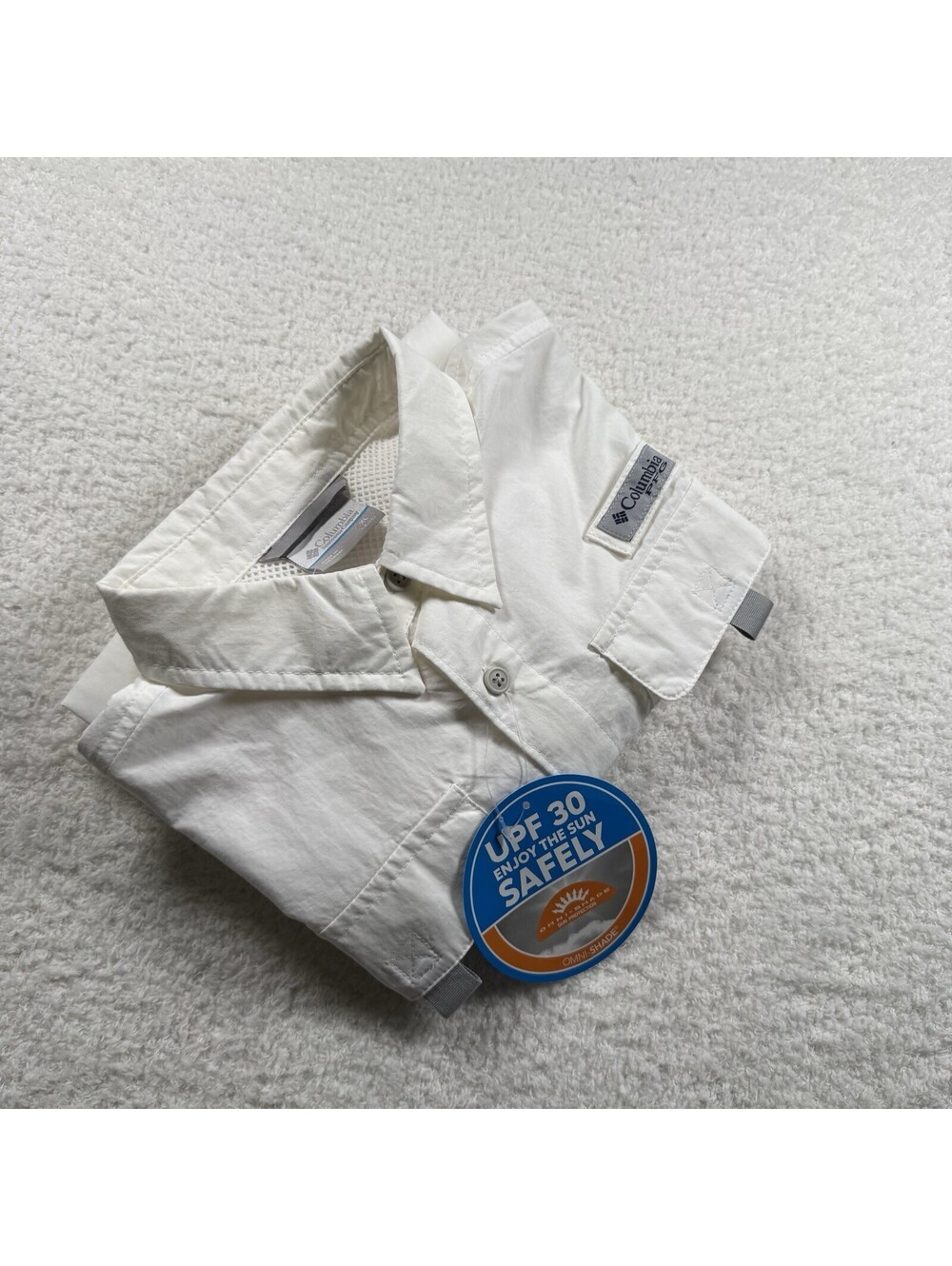 Columbia PFG Bahama Youth XL White Long Sleeve Fishing Shirt UPF 30 NWT